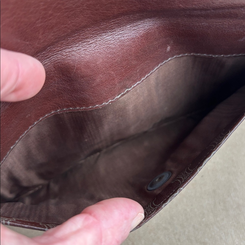 Vintage Celine Macadam Monogram Wallet Brown Leather Snap long Wallet - Picture 7 of 9